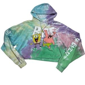 Tie-Dye SpongeBob and Patrick Cropped Hoodie‎